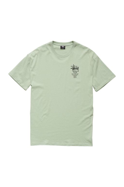 Stussy Mens World Tour SS T Shirt Green - MZHBS8710